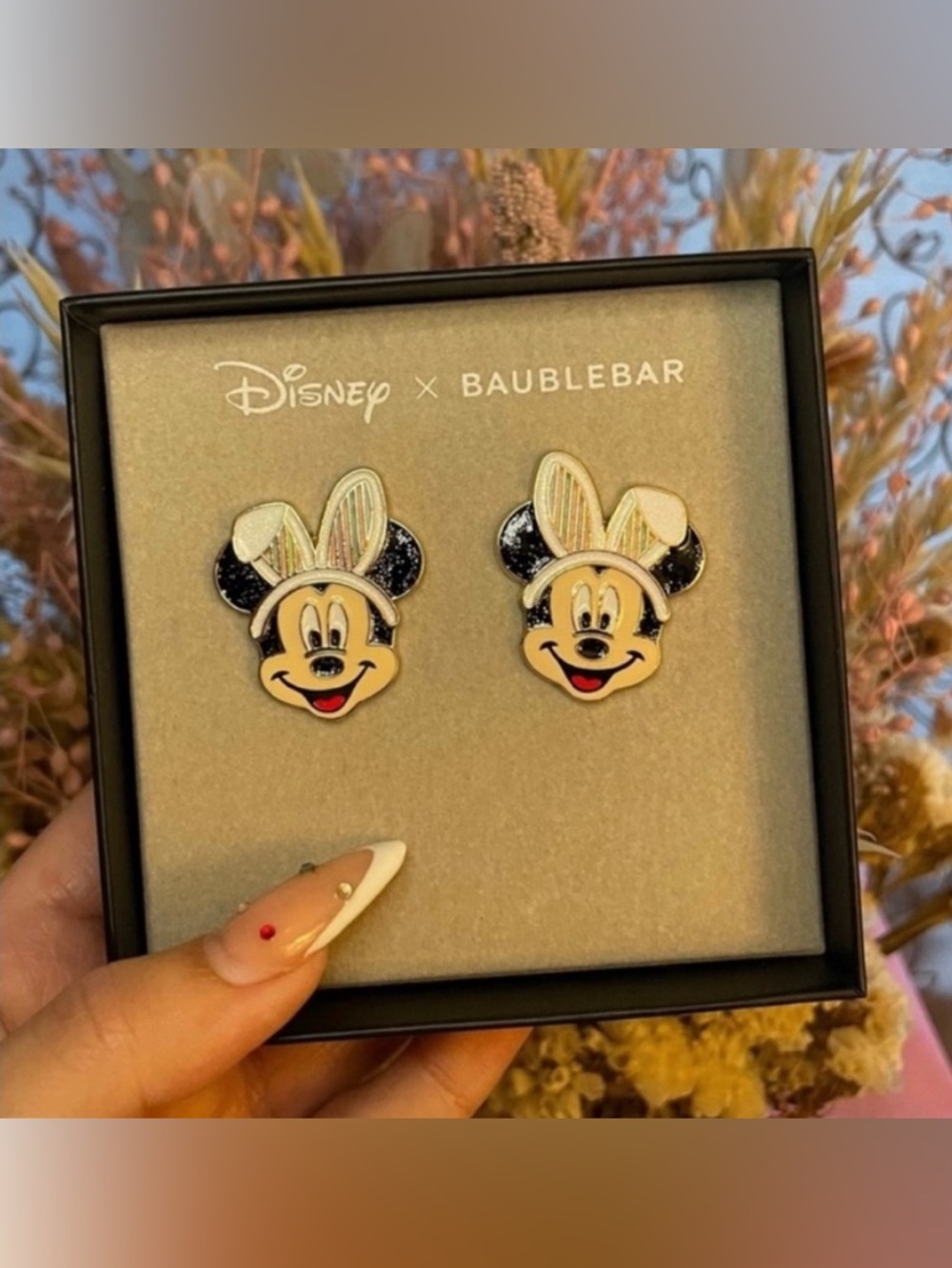 NEW IN BOX Disney x Baublebar Mickey Mouse with Bunny ears Easter earrings